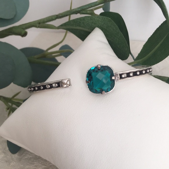 Brighton Retired Lovable Hinged Bangle Silver-Green NWOT Rare - Picture 5 of 15